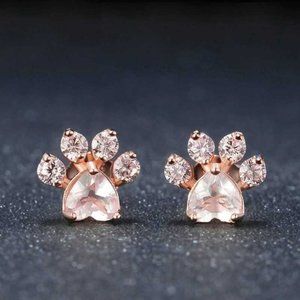 Rose Gold PAW PRINT Earrings